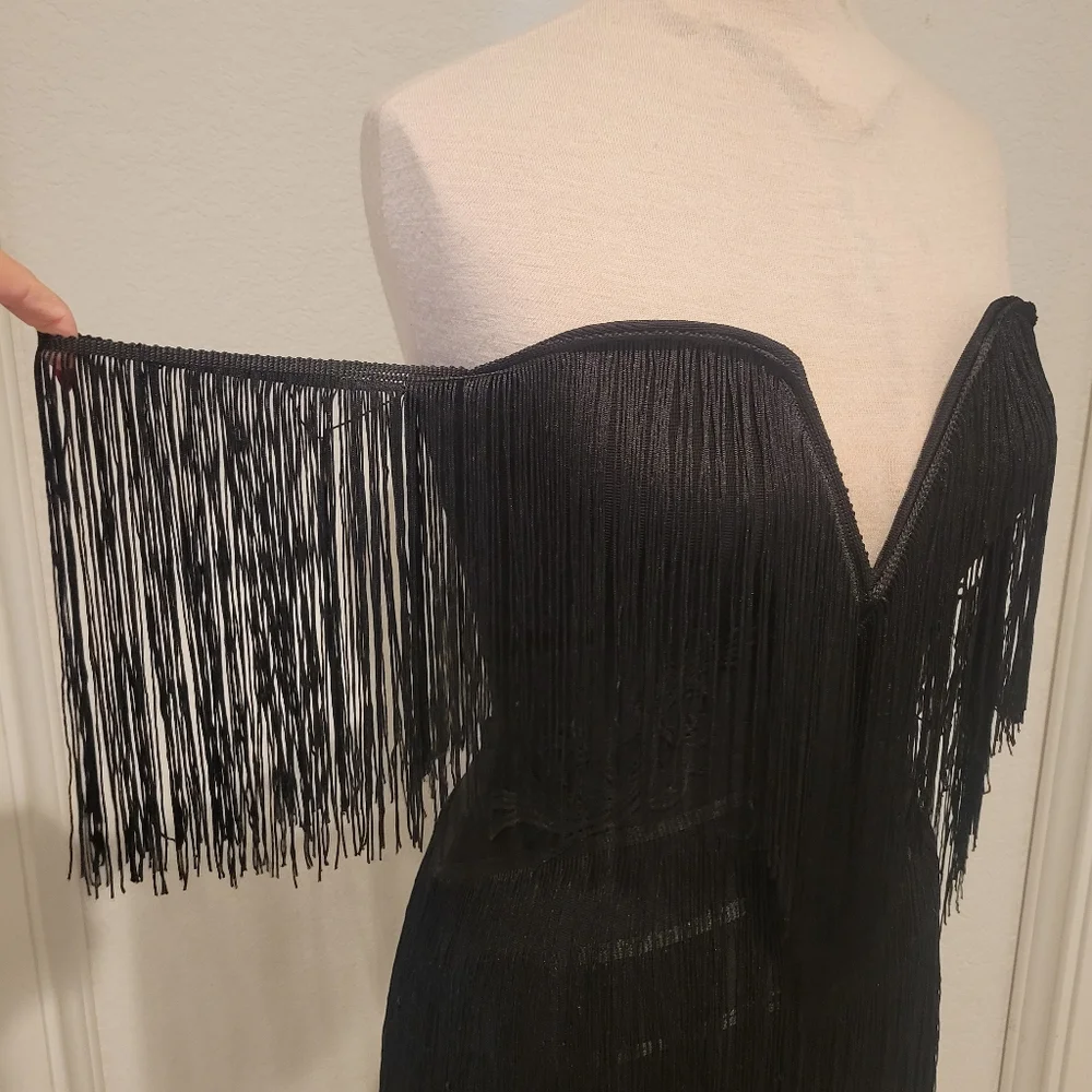 Boutique Fringe Mini Dress - Picture 4 of 5